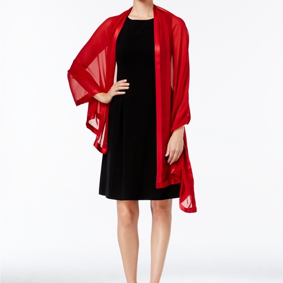 Calvin Klein Accessories - Calvin Klein Satin Trim Chiffon Party Evening Wrap